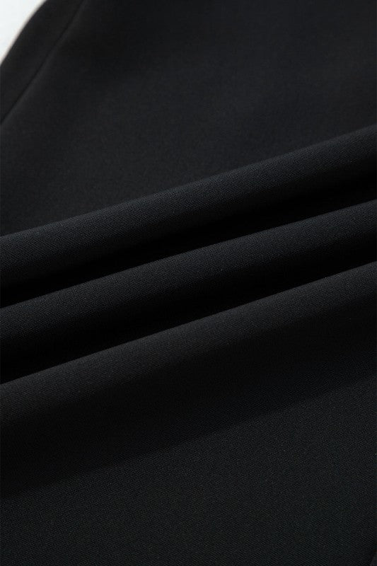 Solid Pleated Pull-On Straight Leg Pants