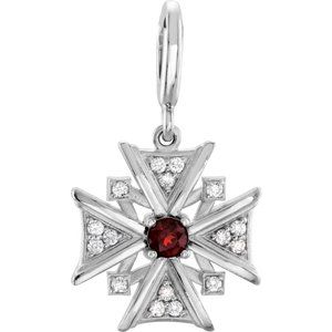 14K White Gold 3.5 mm Round Charm/Pendant Mounting