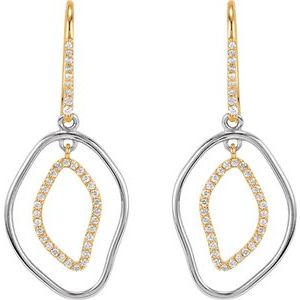 14K Yellow Gold & Sterling Silver 3/8 CTW Natural Diamond Dangle Earrings – image 2