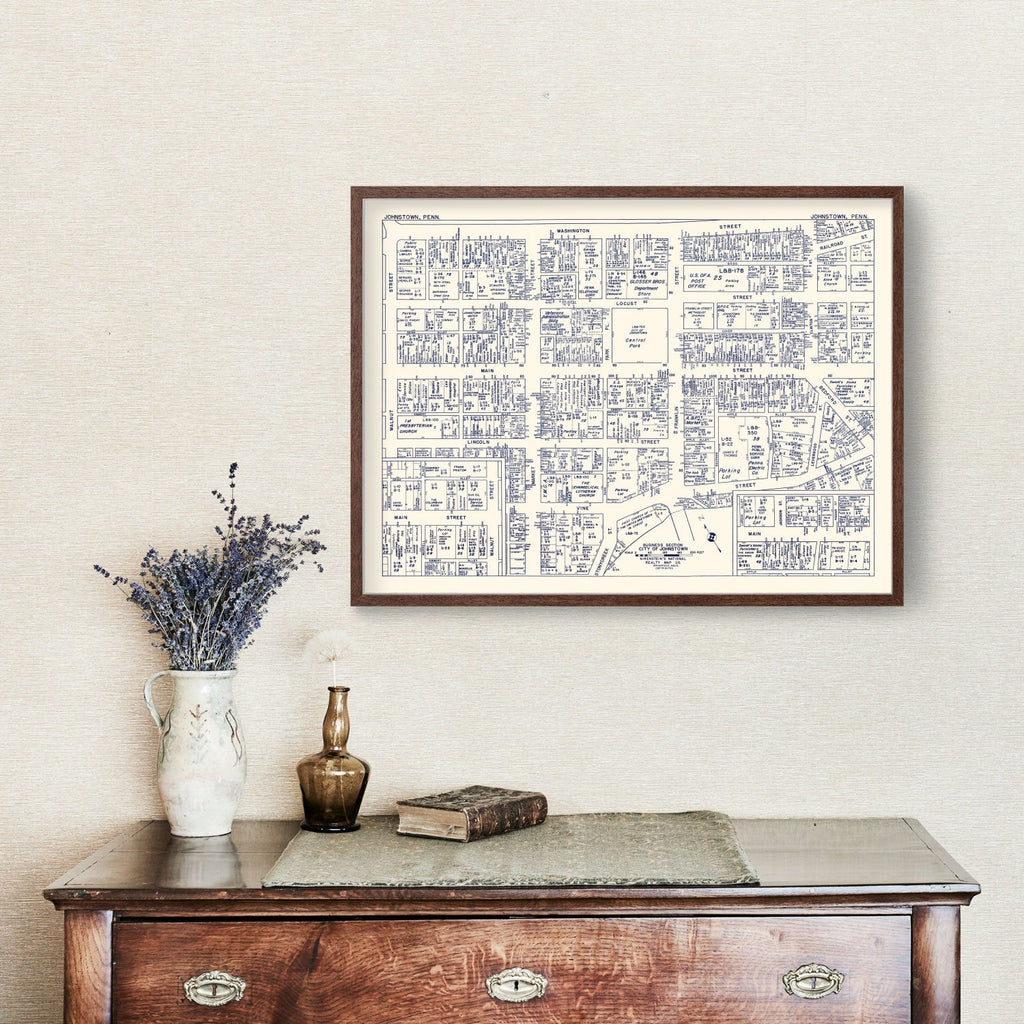 Vintage Map of Johnstown, PA Business Section 1950