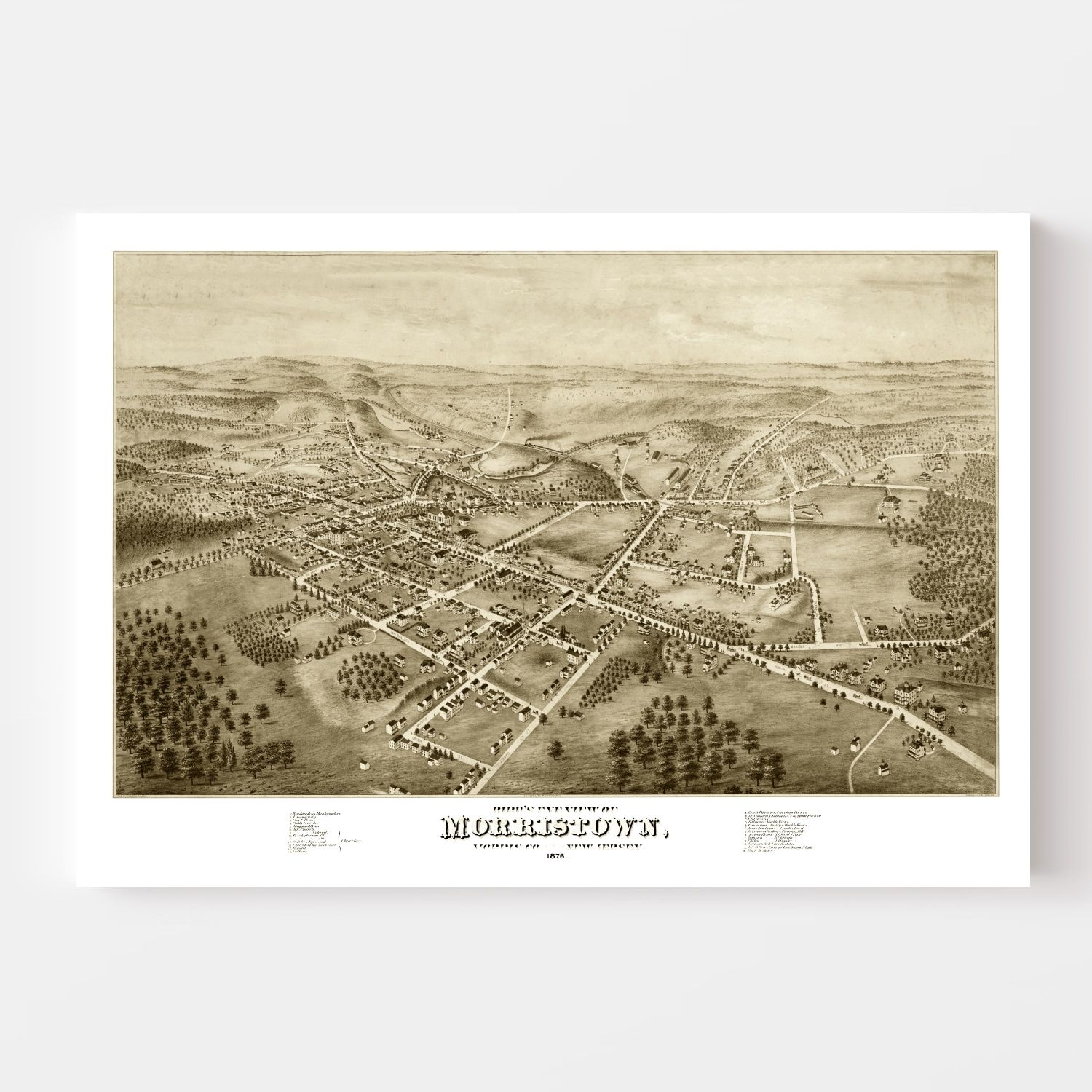 Vintage Map of Morristown, New Jersey 1876