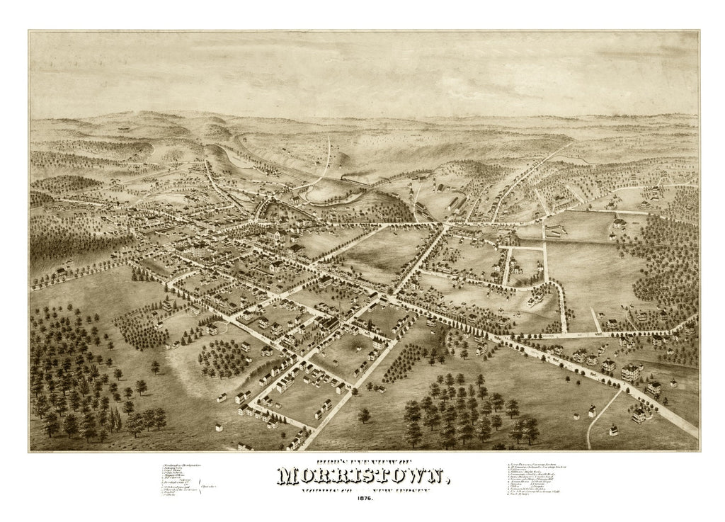 Vintage Map of Morristown, New Jersey 1876