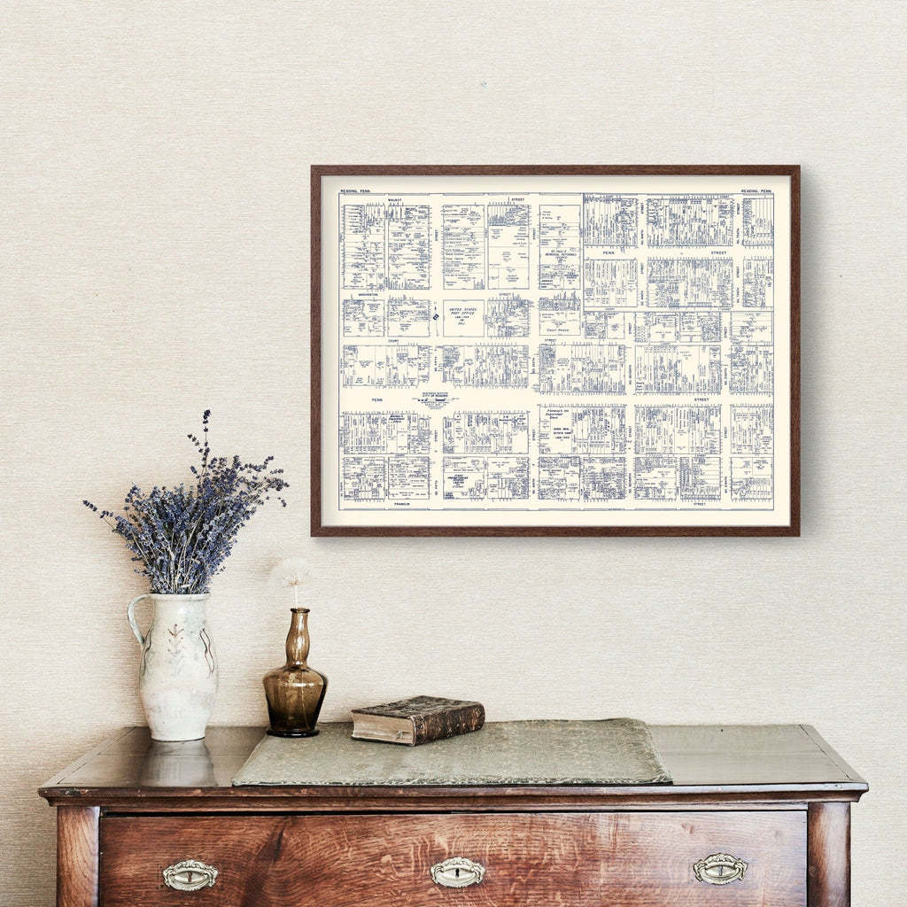 Vintage Map of Reading, PA Business Section 1950