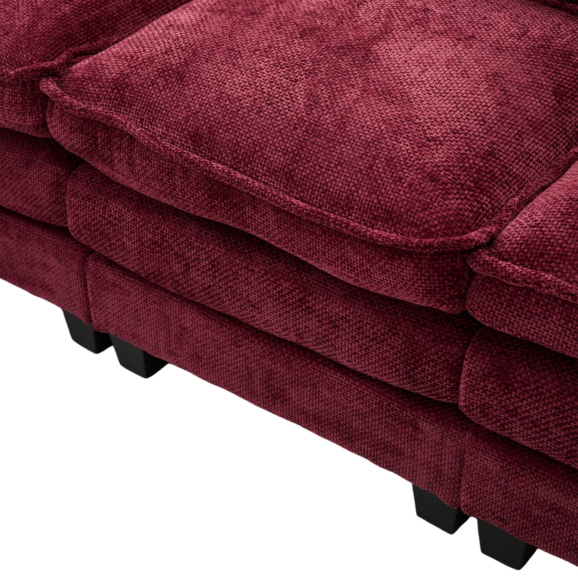 UNITED WE WIN 106' U Shape Sectional Sofa Cloud Couch for Living Room, Upholstery Comfy Modular Sofas, 4 Seat Chenille U-Shaped Sleeper Sofa with Chaise Lounge, Ottoman & Pillows