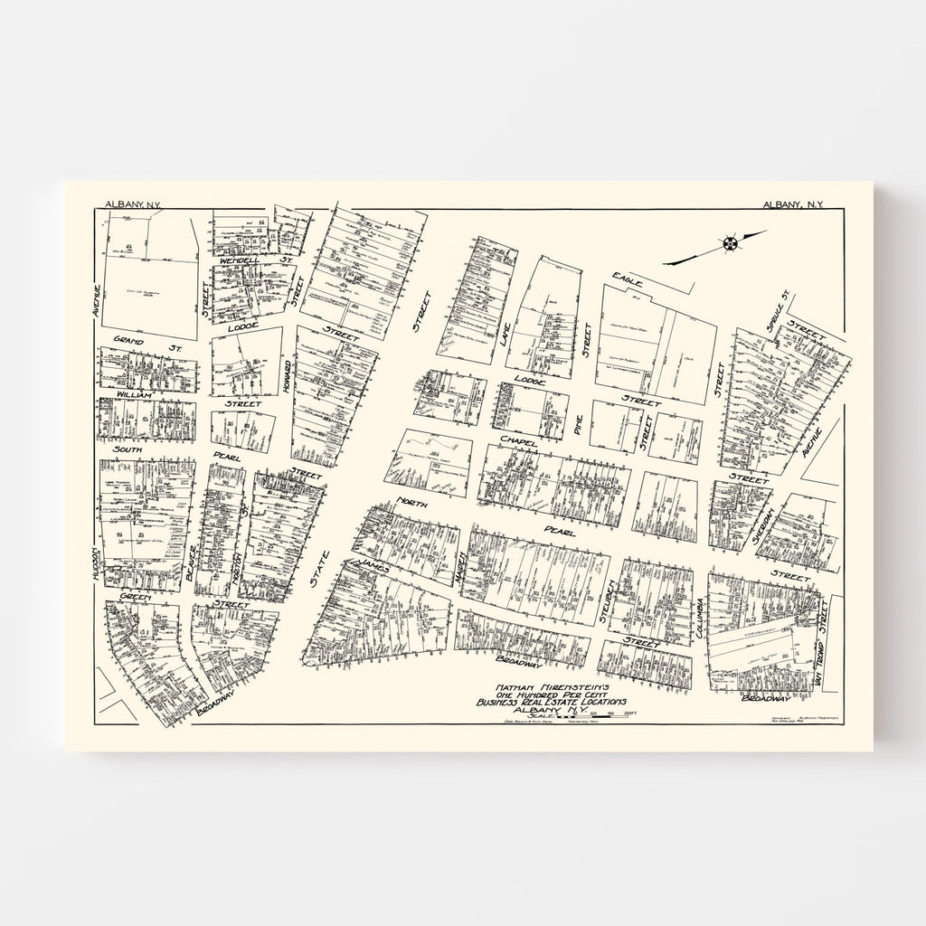 Vintage Map of Albany, NY Business Section 1929