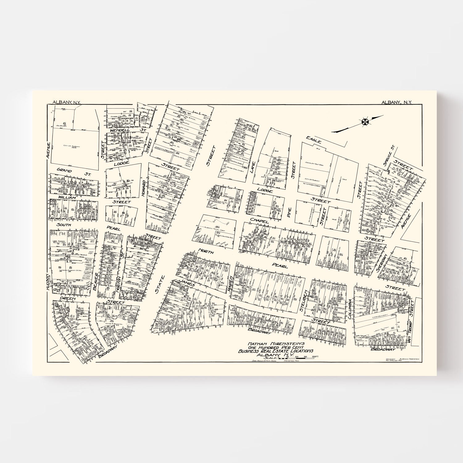 Vintage Map of Albany, NY Business Section 1929
