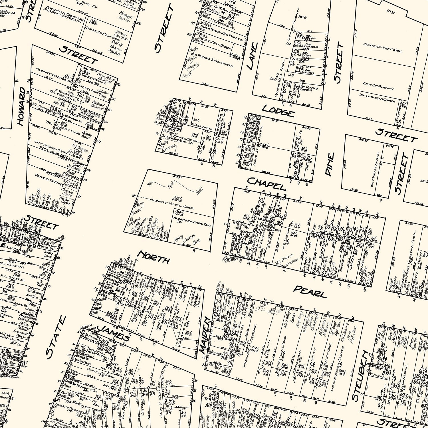 Vintage Map of Albany, NY Business Section 1929