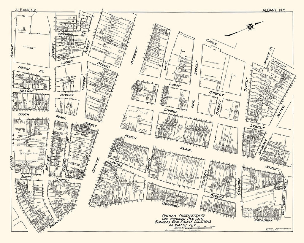 Vintage Map of Albany, NY Business Section 1929