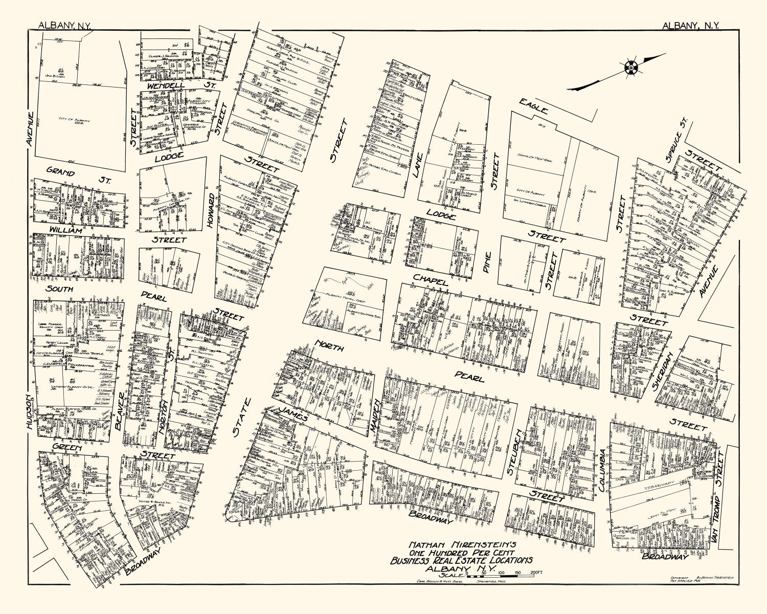 Vintage Map of Albany, NY Business Section 1929