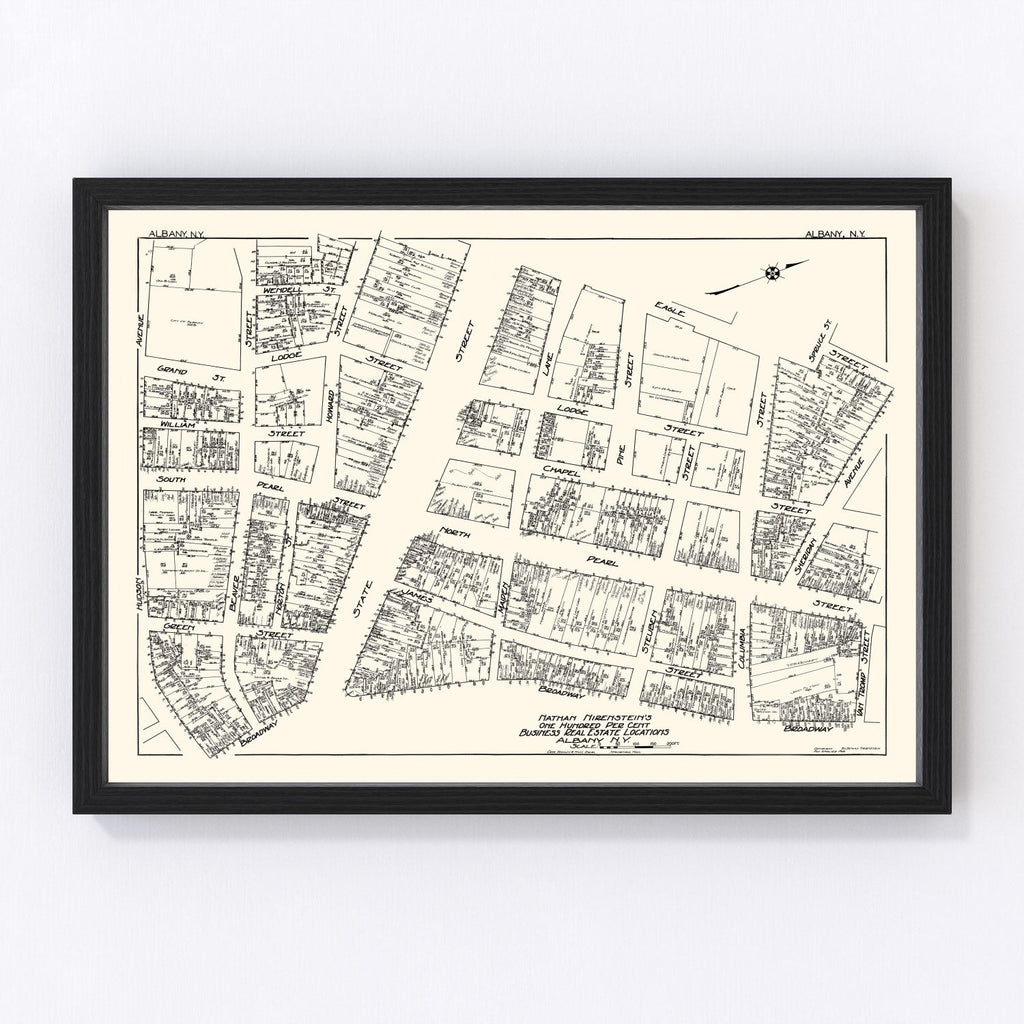 Vintage Map of Albany, NY Business Section 1929