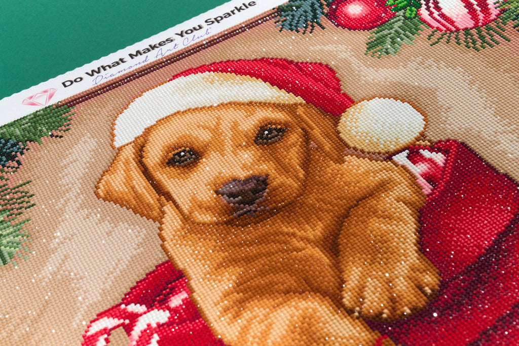 Diamond Art Club – From Santa Christmas Puppy Diamond Painting (Round Drill, 22" x 22")