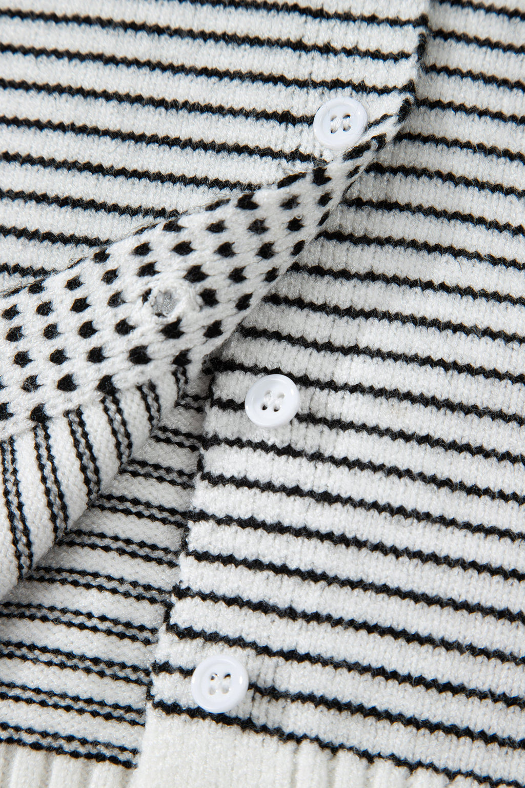 Stripe Contrast Trim Cap Sleeve Button-Up Cardigan