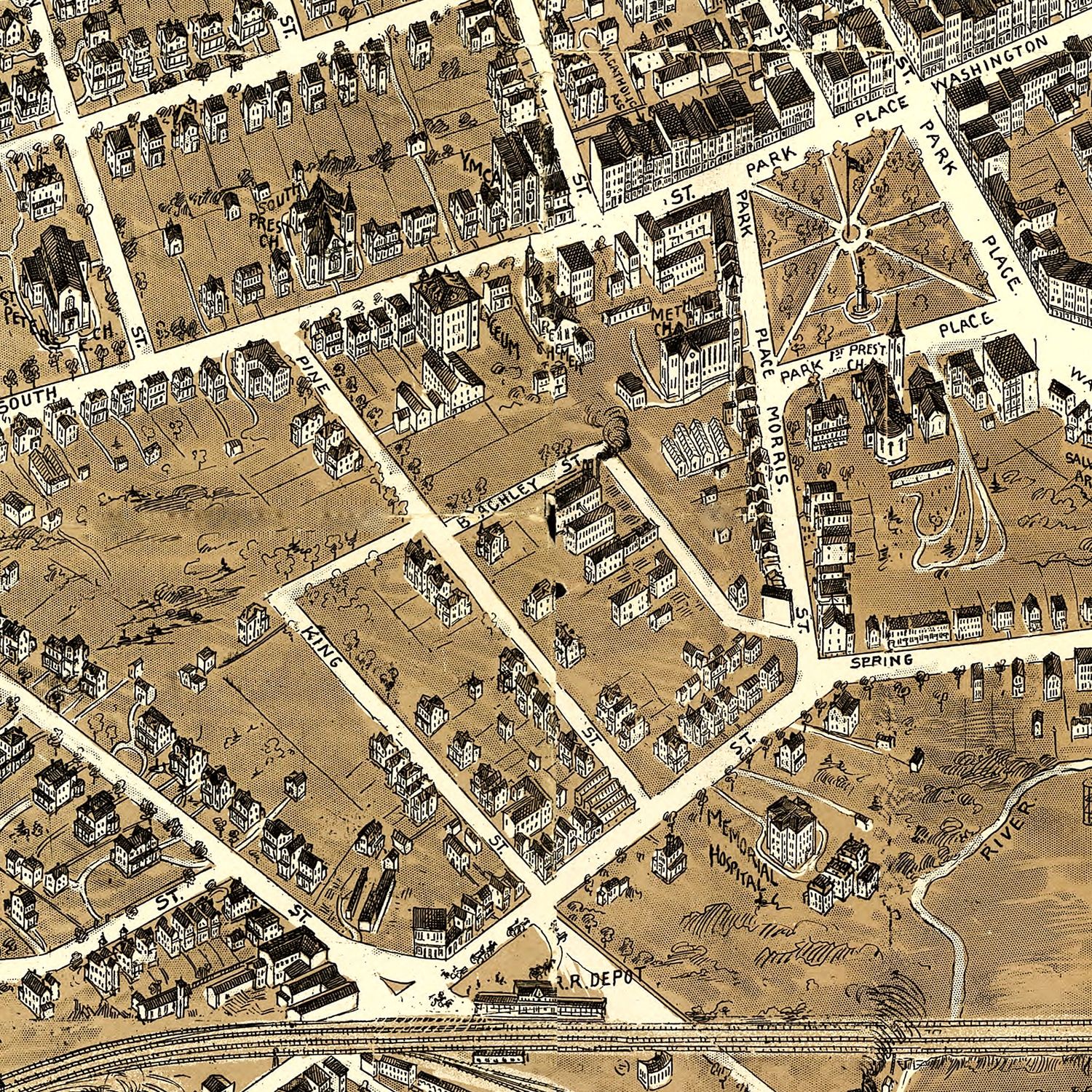 Vintage Map of Morristown, New Jersey 1899