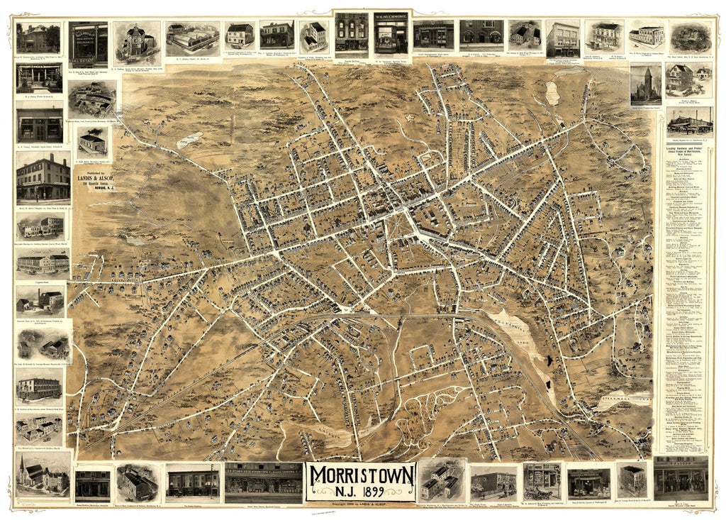 Vintage Map of Morristown, New Jersey 1899