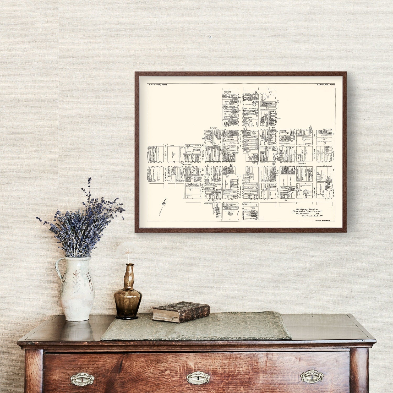 Vintage Map of Allentown, PA Business Section 1929