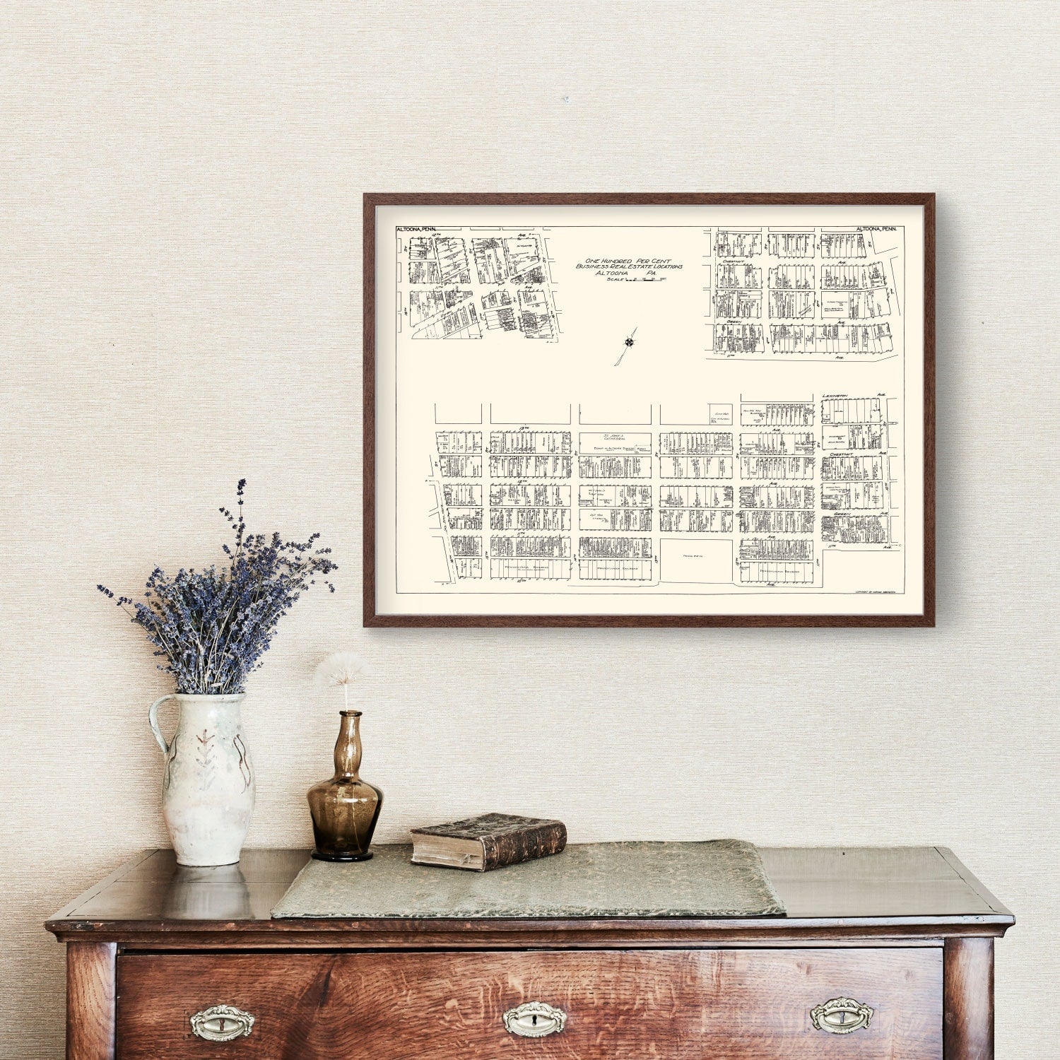 Vintage Map of Altoona, PA Business Section 1929