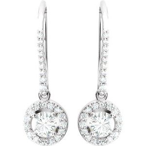 14K White Gold 4.5 mm Round 3/8 CTW Natural Diamond Semi-Set Halo-Style Earrings – image 2