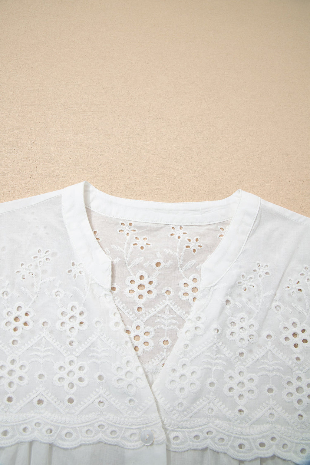 Flower Eyelet Embroidered Patchwork Sheer Shirt
