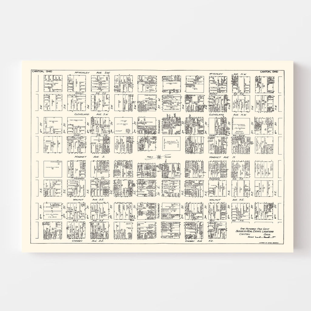 Vintage Map of Canton, OH Business Section 1929