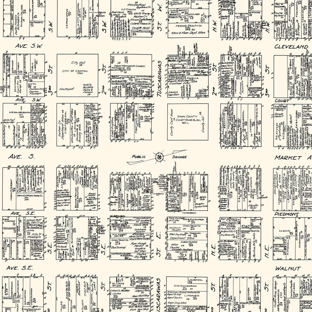 Vintage Map of Canton, OH Business Section 1929
