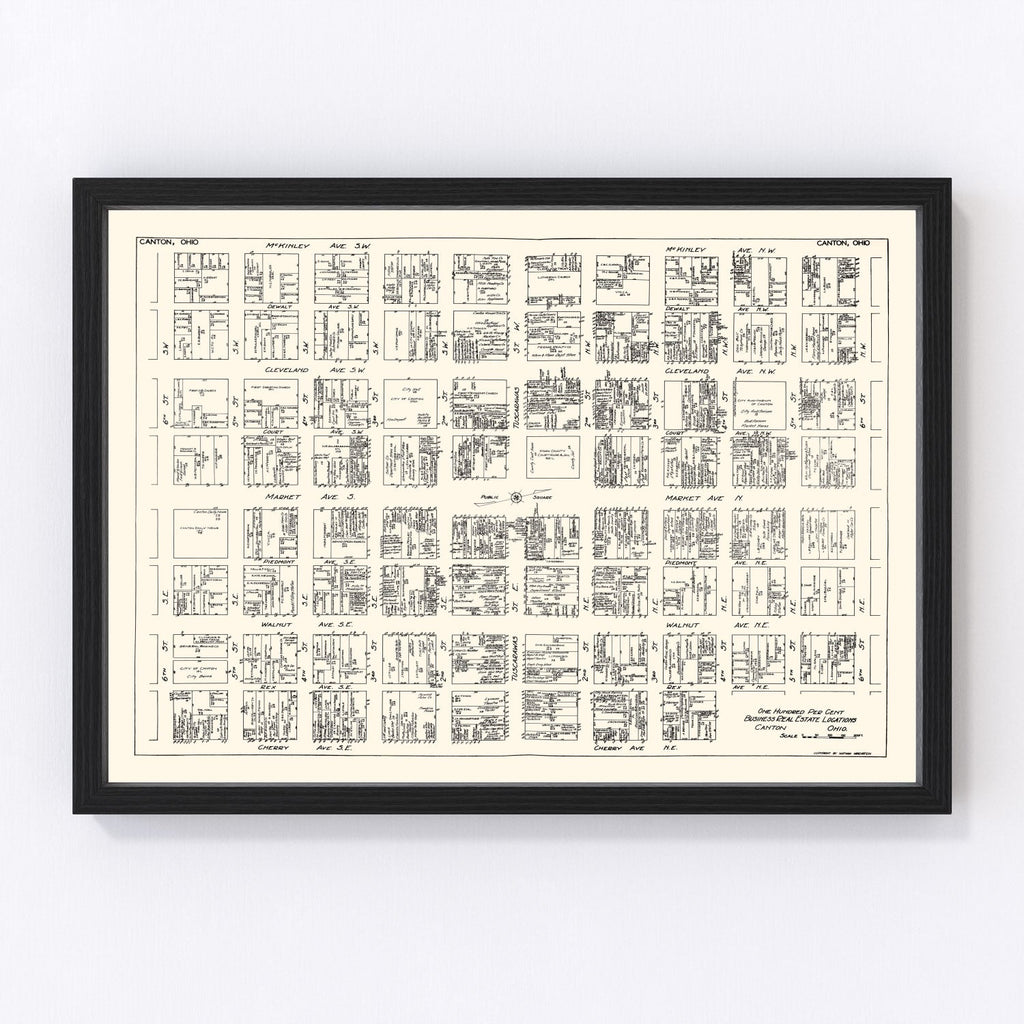 Vintage Map of Canton, OH Business Section 1929