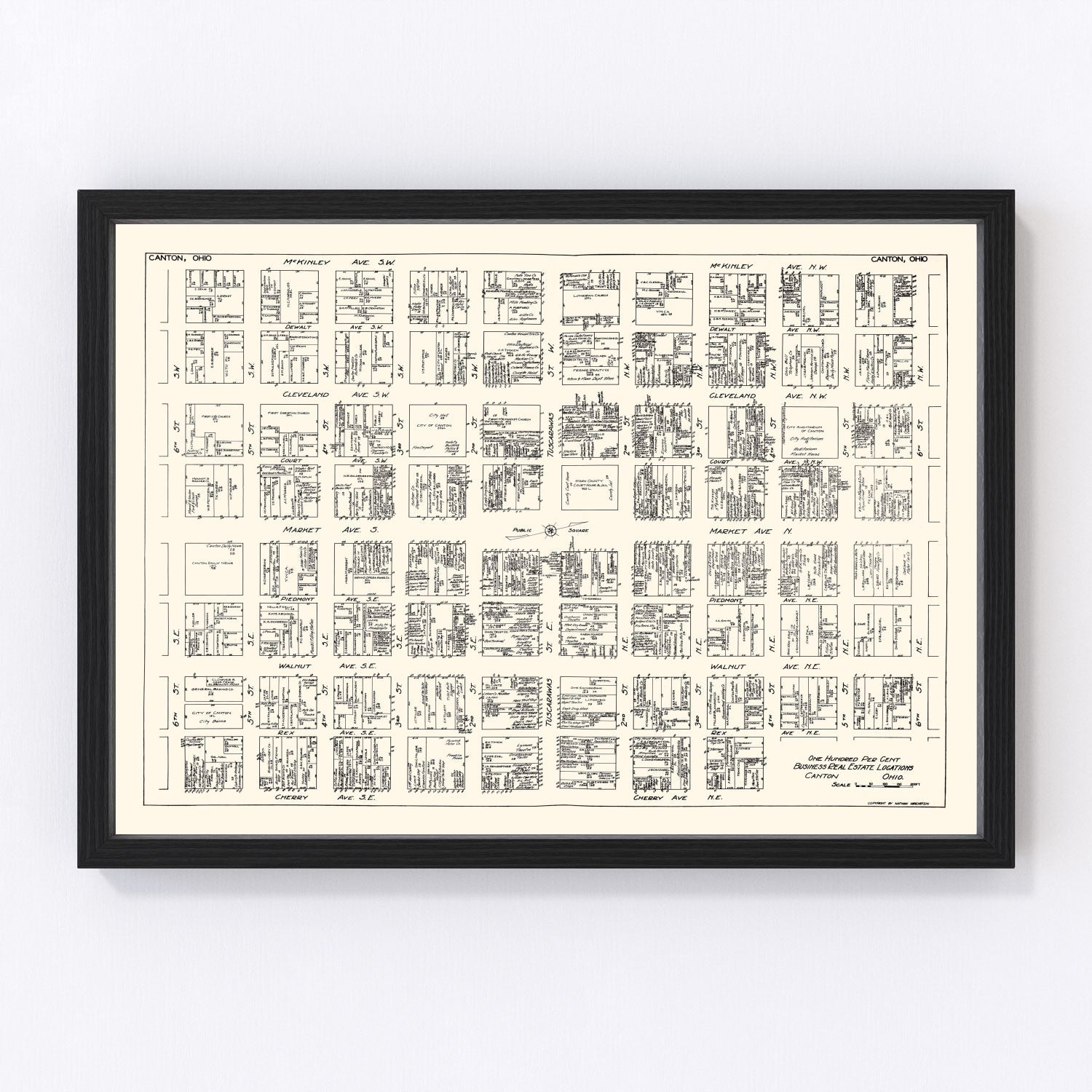 Vintage Map of Canton, OH Business Section 1929