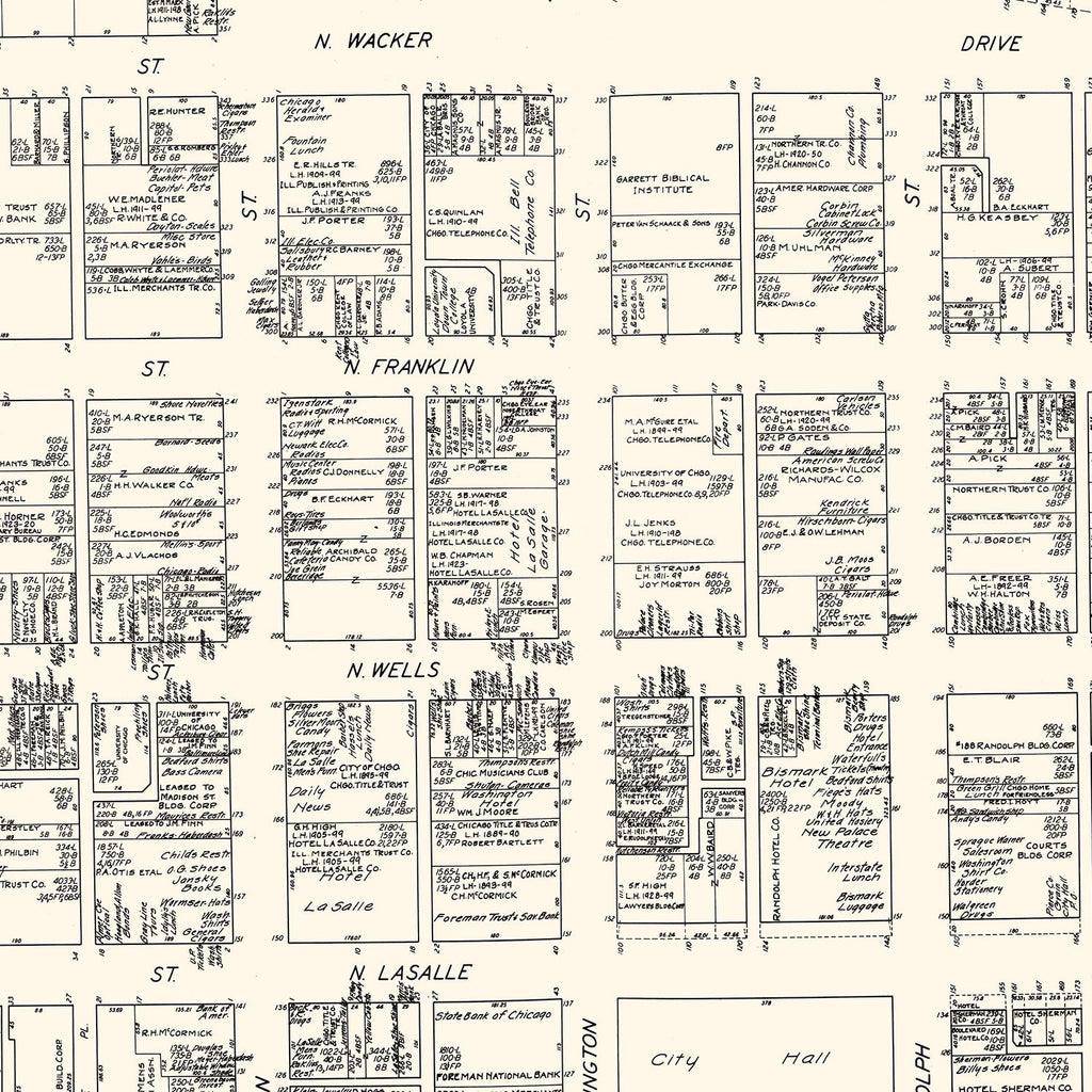Vintage Map of Chicago, IL Business Section 1929