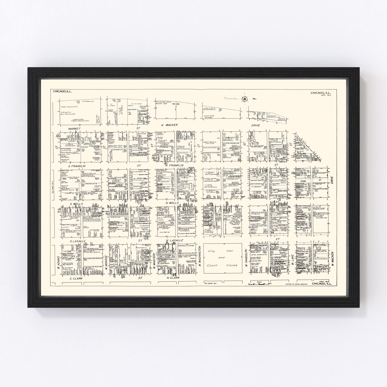 Vintage Map of Chicago, IL Business Section 1929