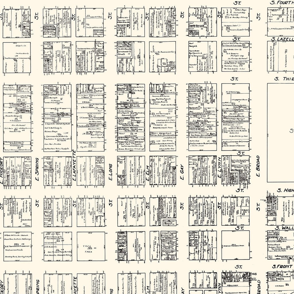 Vintage Map of Columbus, OH Business Section 1929