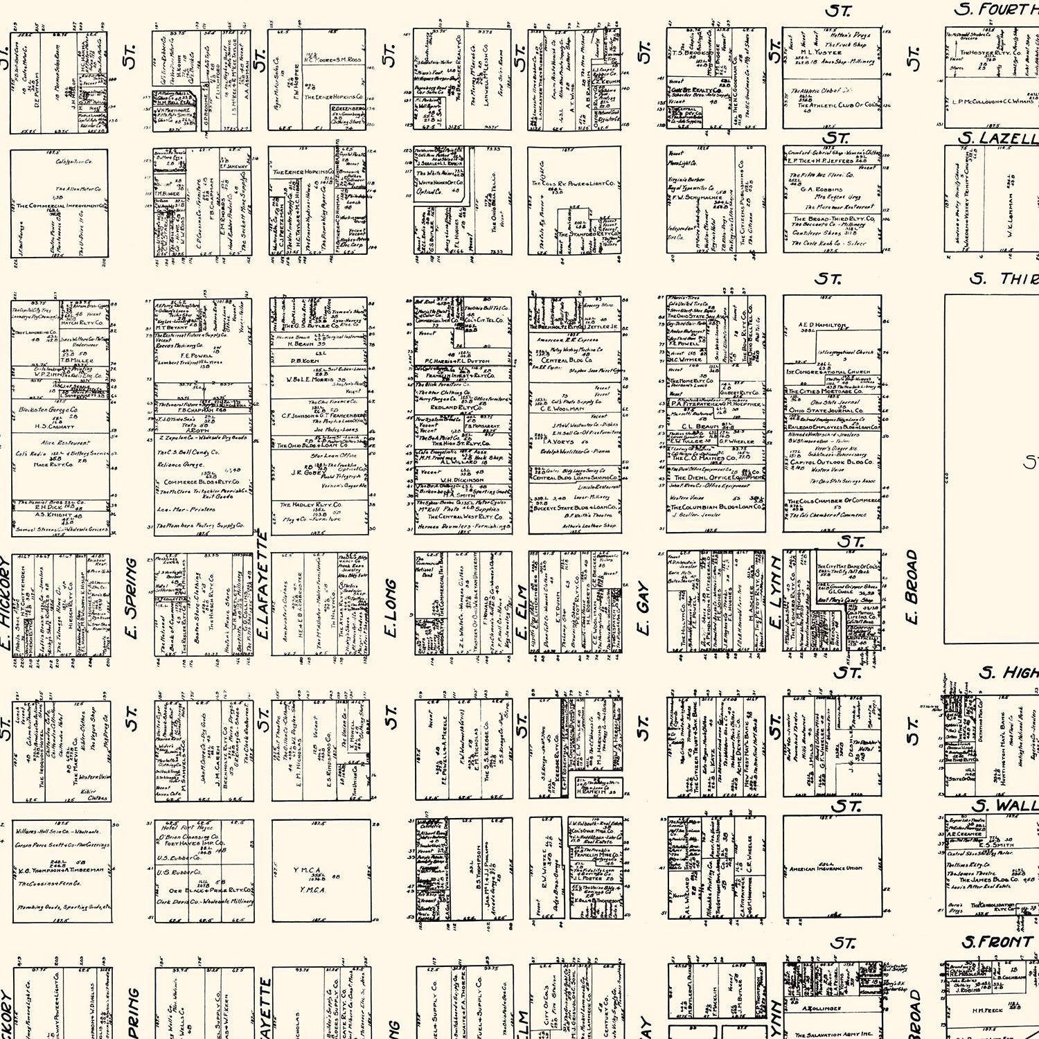 Vintage Map of Columbus, OH Business Section 1929