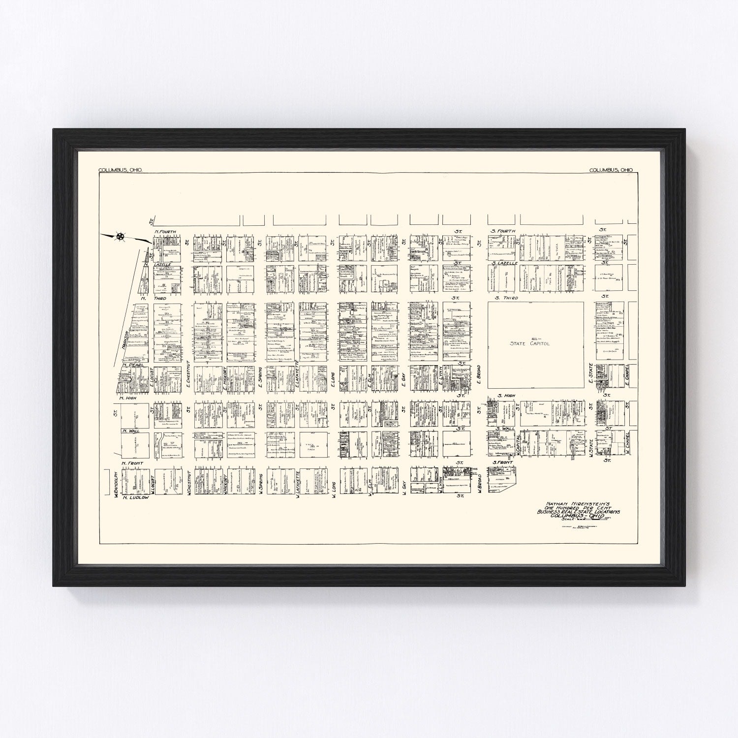 Vintage Map of Columbus, OH Business Section 1929