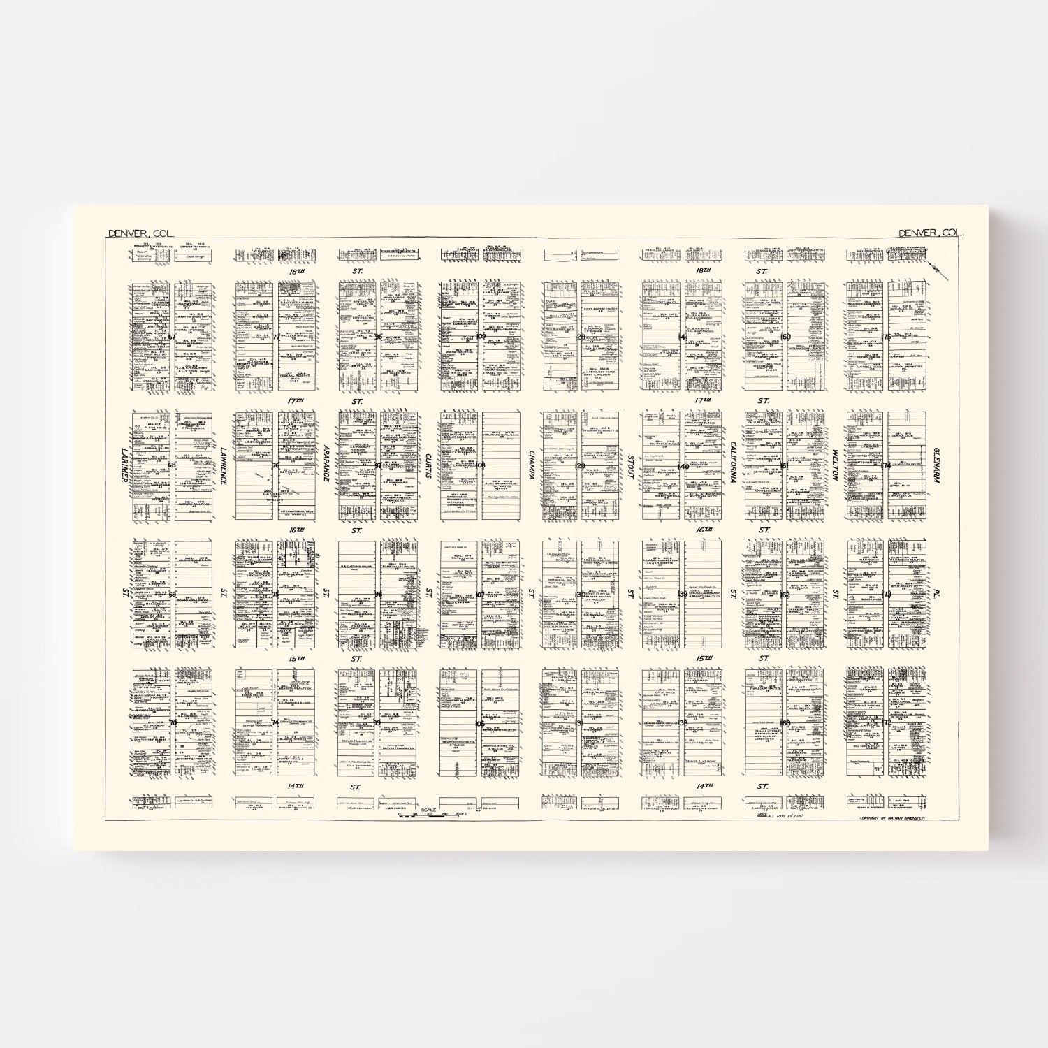 Vintage Map of Denver, CO Business Section 1929