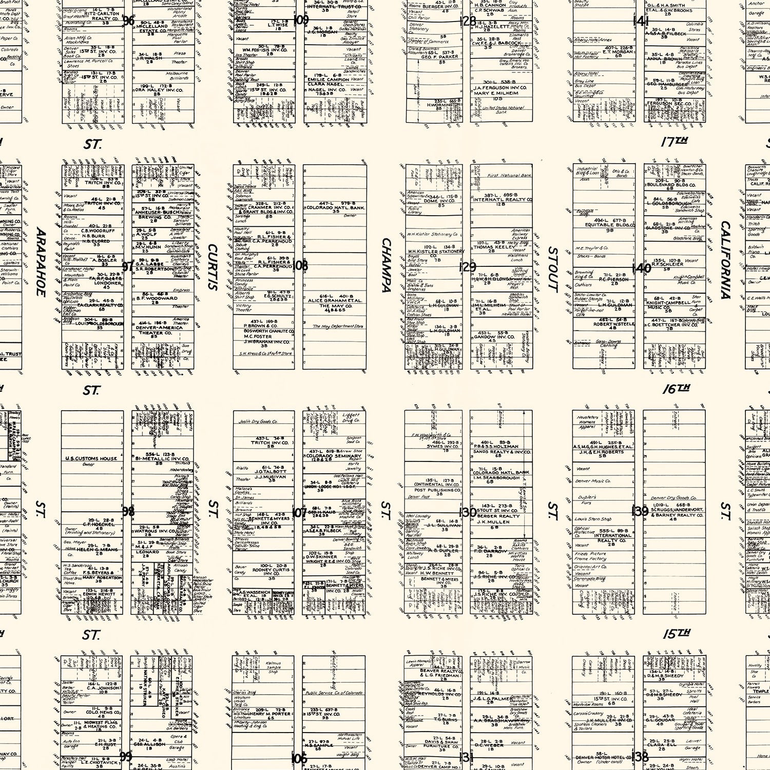 Vintage Map of Denver, CO Business Section 1929