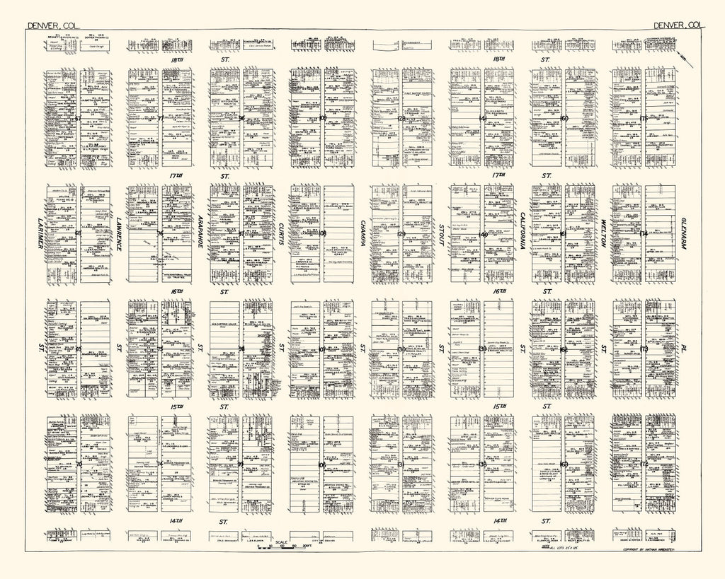 Vintage Map of Denver, CO Business Section 1929
