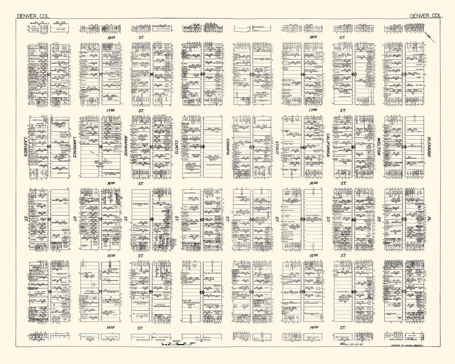 Vintage Map of Denver, CO Business Section 1929