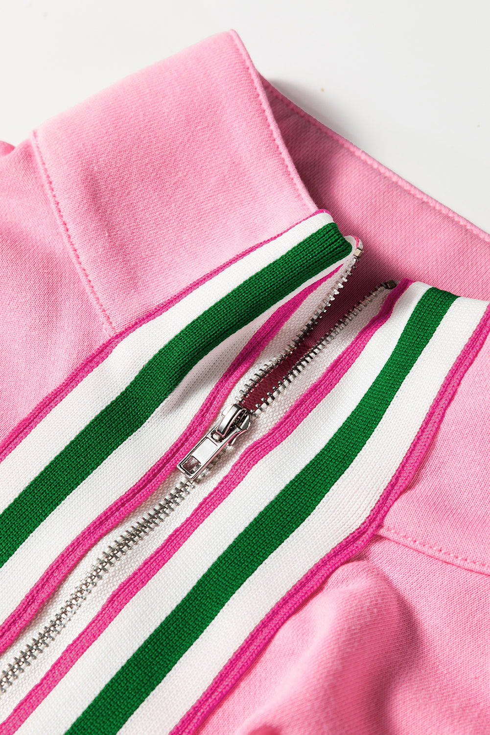 Stripe Contrast Collared Patchwork Sweatshirt