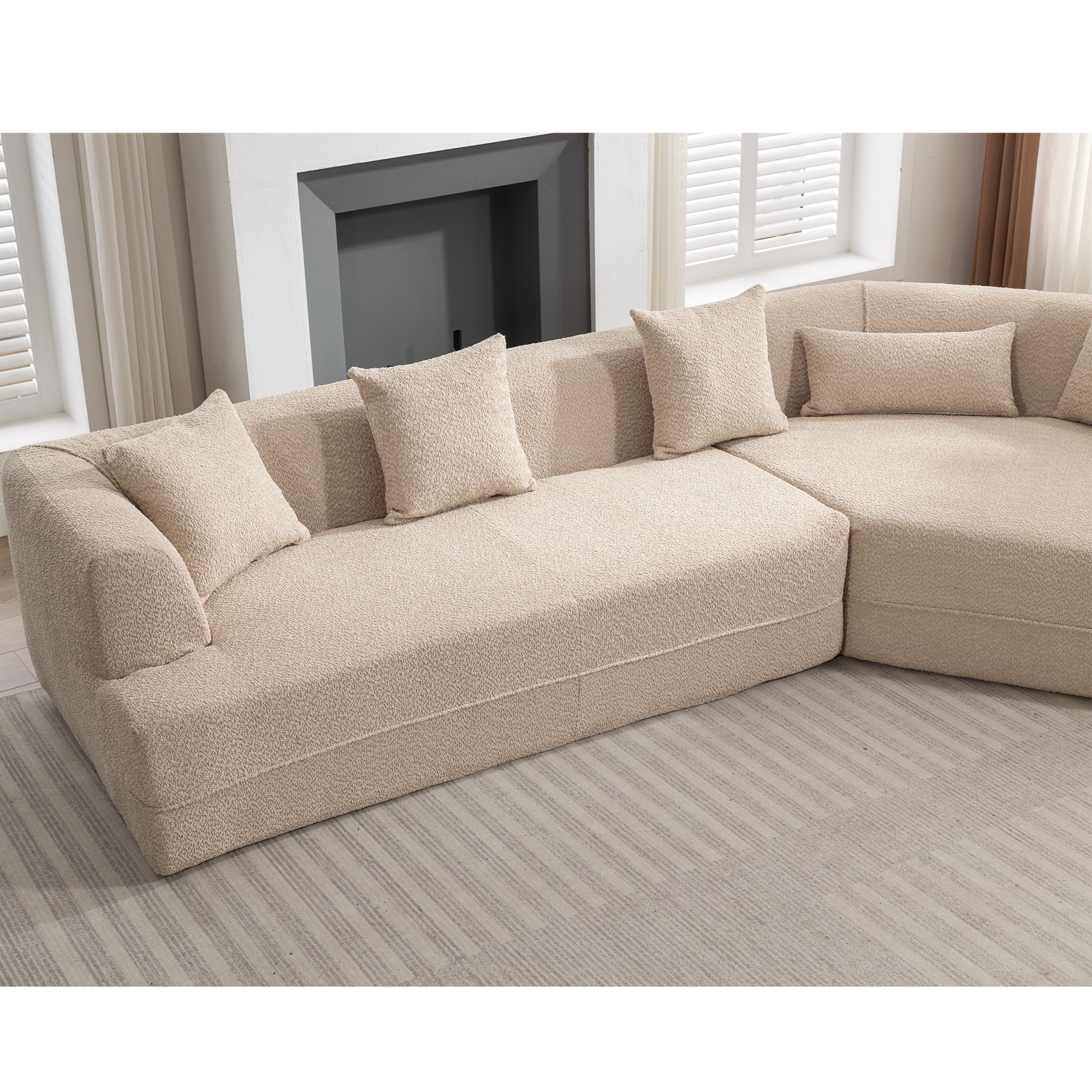 [VIDEO PROVIDED][ New And Upgraded Extended Edition]Modular sofa , modern minimalist style sofa,  upholstered ,  free combination, round fiber fabric, anti-wrinkle fabric,Dimension extension,Brown