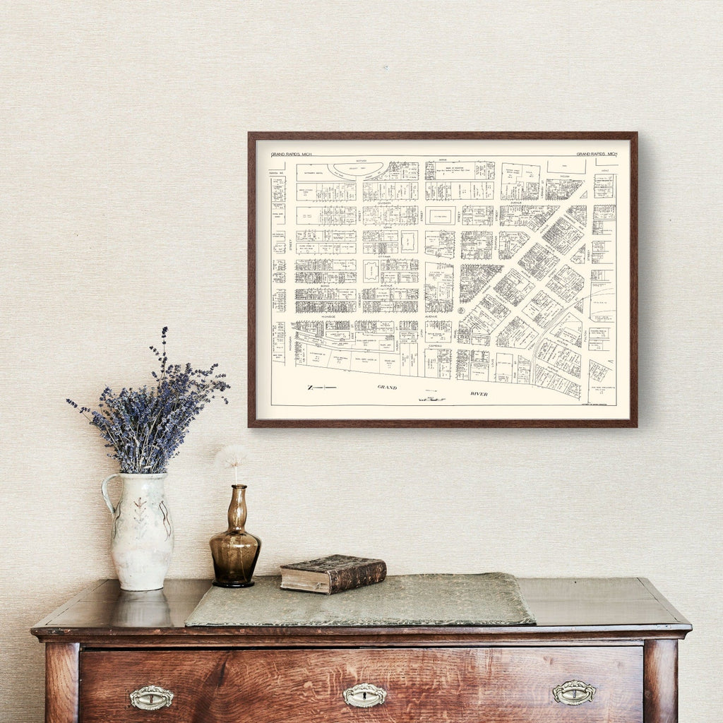 Vintage Map of Grand Rapids, MI Business Section 1929