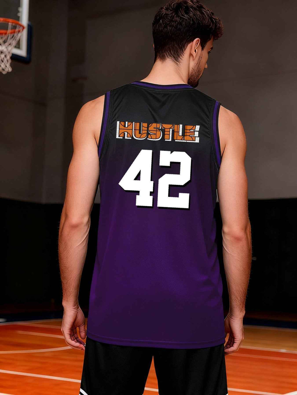 Hustle 42 Adult Purple Basketball Jersey | Ships From USA