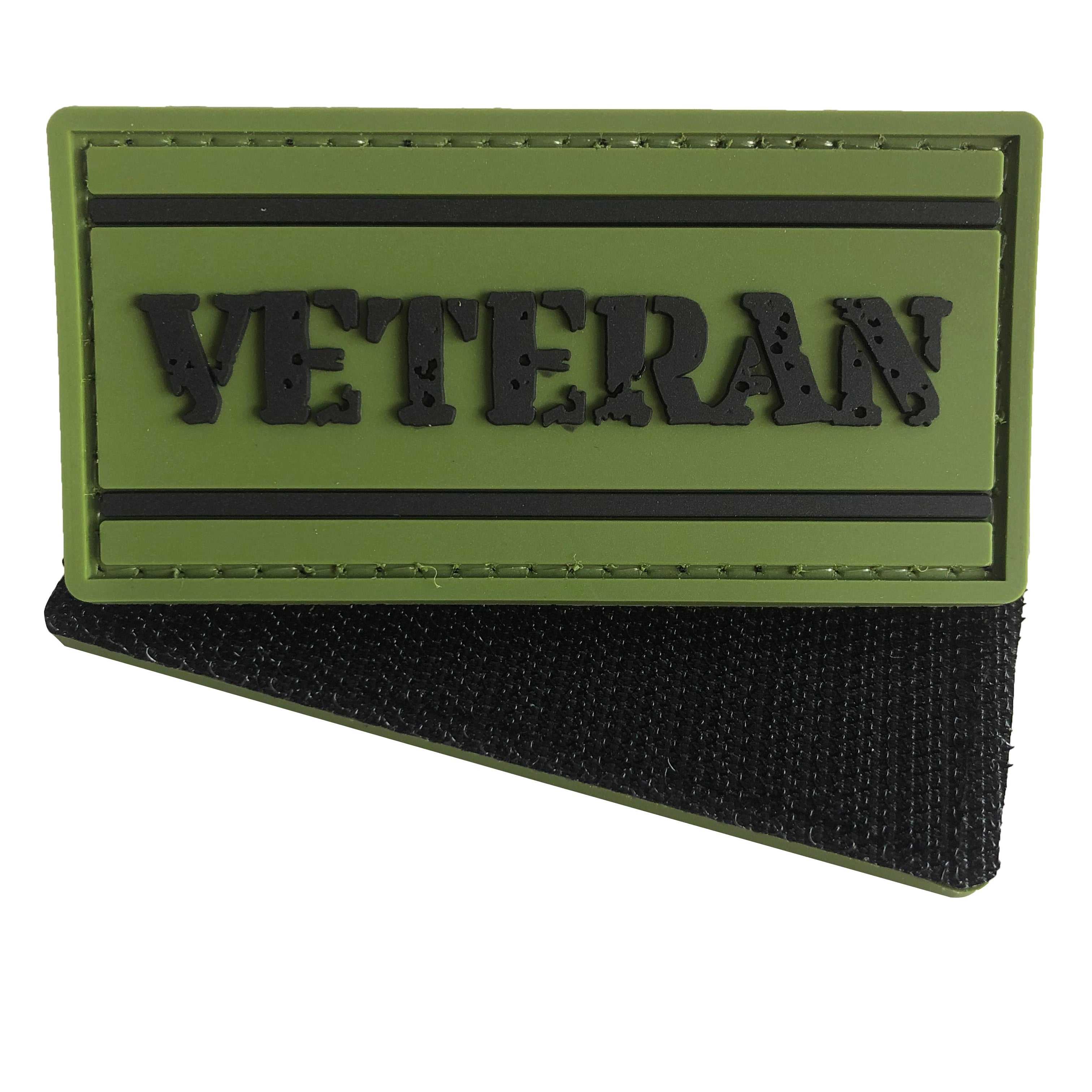 Rectangle Veteran Tab PVC Patch OD Green and Black