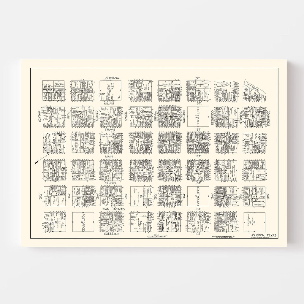 Vintage Map of Houston, TX Business Section 1929