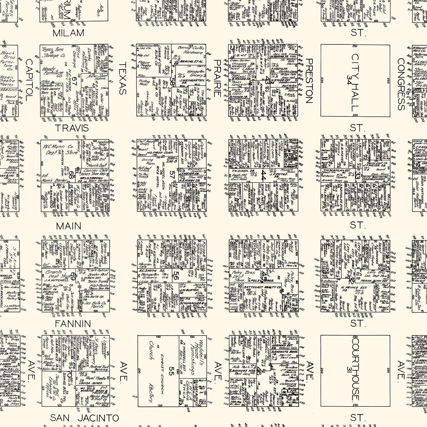 Vintage Map of Houston, TX Business Section 1929