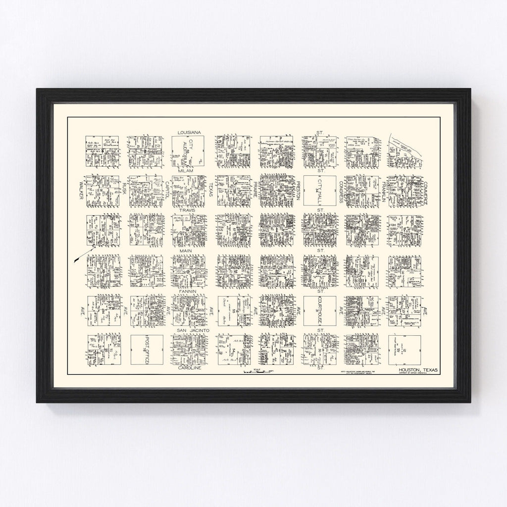 Vintage Map of Houston, TX Business Section 1929