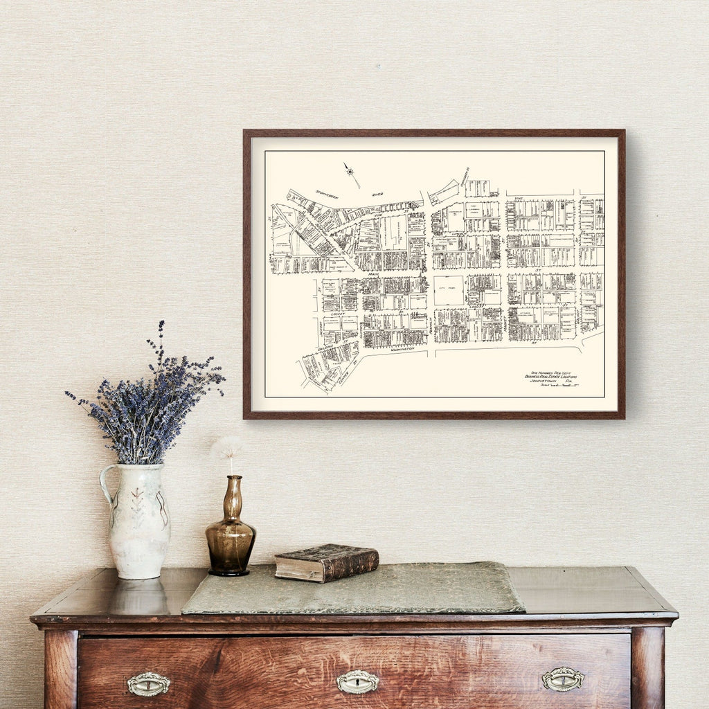Vintage Map of Johnstown, PA Business Section 1929