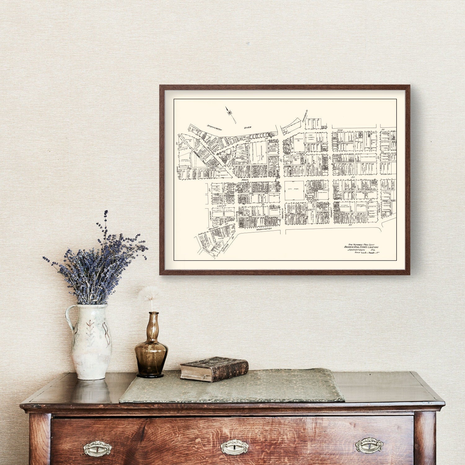 Vintage Map of Johnstown, PA Business Section 1929