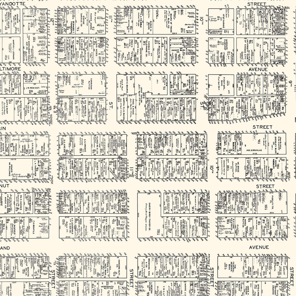 Vintage Map of Kansas City, MO Business Section 1929
