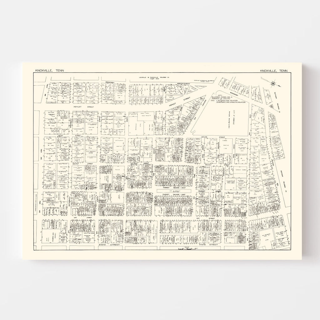 Vintage Map of Knoxville, TN Business Section 1929