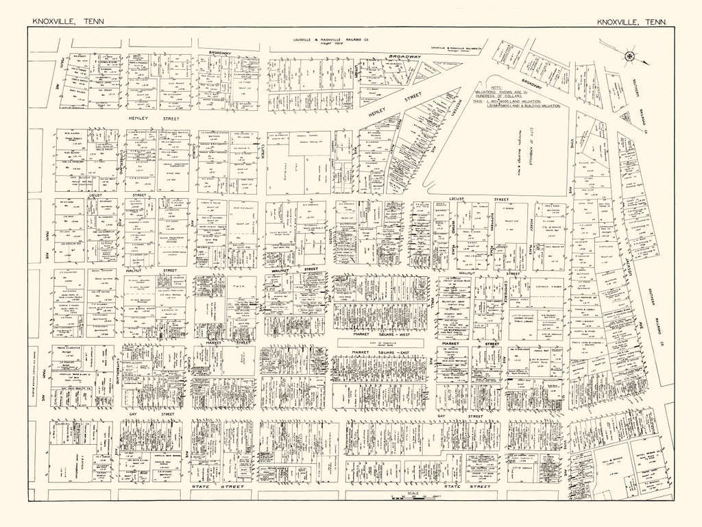 Vintage Map of Knoxville, TN Business Section 1929