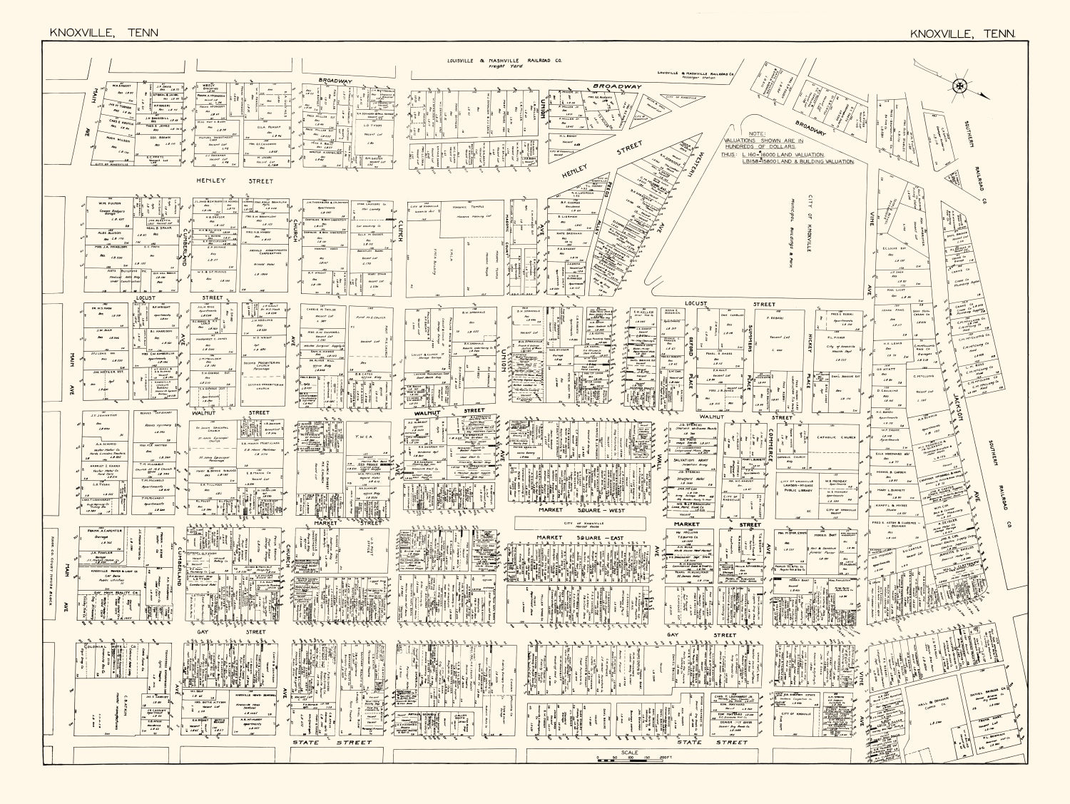 Vintage Map of Knoxville, TN Business Section 1929