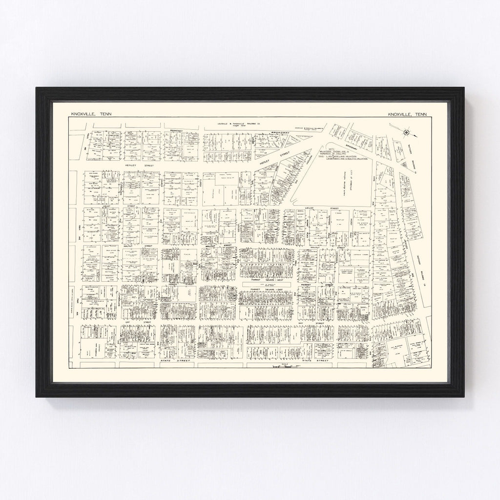 Vintage Map of Knoxville, TN Business Section 1929